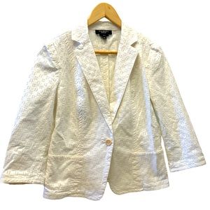 Talbots White Cotton Eyelet Lace Blazer - Women’s 8